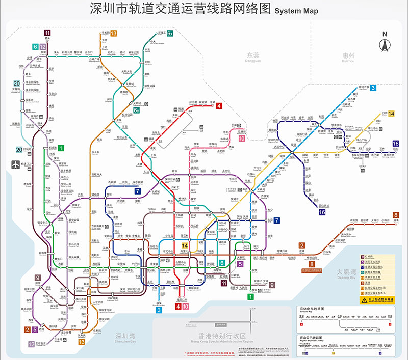 深圳地铁线路图，深圳地铁全图高清版大图(最新版)